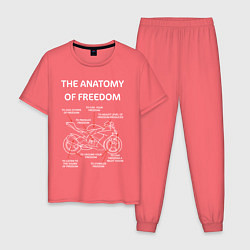 Пижама хлопковая мужская The Anatomy of Freedom, цвет: коралловый