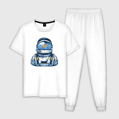 Мужская пижама Космонавт-аквариум / Белый – фото 1
