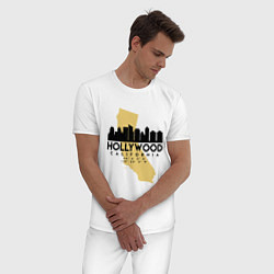Пижама хлопковая мужская Голливуд - США, цвет: белый — фото 2