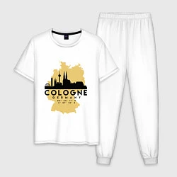 Пижама хлопковая мужская Cologne, цвет: белый