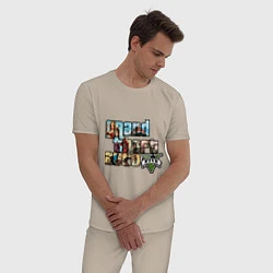 Пижама хлопковая мужская GTA 5 Stories, цвет: миндальный — фото 2