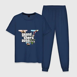 Пижама хлопковая мужская GTA V: City, цвет: тёмно-синий