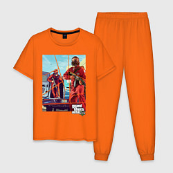 Пижама хлопковая мужская GTA V: Criminal Action, цвет: оранжевый