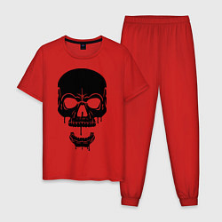 Пижама хлопковая мужская Злобный череп, цвет: красный