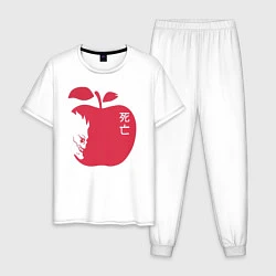 Пижама хлопковая мужская Тетрадь Смерти - Рюк и яблоко, цвет: белый