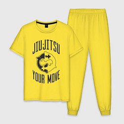 Пижама хлопковая мужская Jiu Jitsu, цвет: желтый