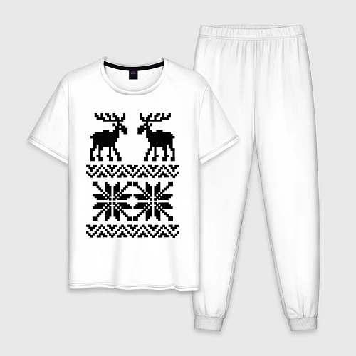 Мужская пижама Узор с оленями / Белый – фото 1