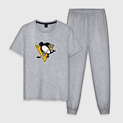 Пижама хлопковая мужская Pittsburgh Penguins: Evgeni Malkin, цвет: меланж