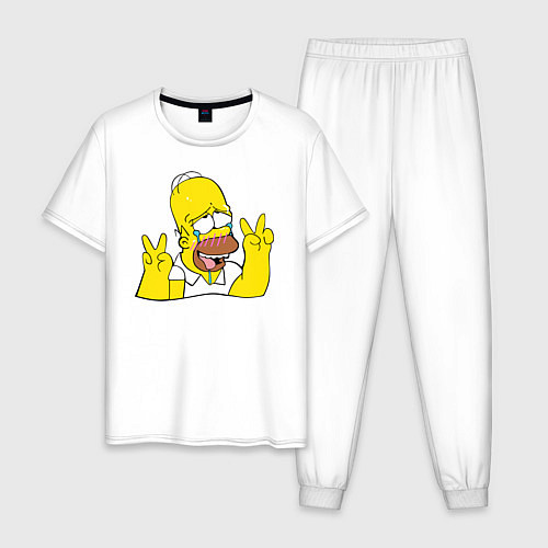 Мужская пижама Homer Ahegao / Белый – фото 1