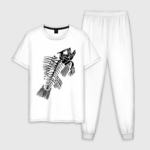 Мужская пижама Рыбий скелет / Белый – фото 1