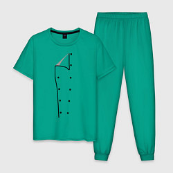 Пижама хлопковая мужская Шеф повар цвета зеленый — фото 1