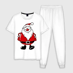 Пижама хлопковая мужская Дедушка мороз, цвет: белый