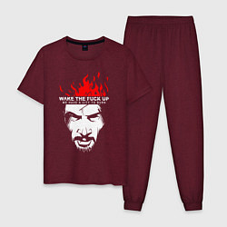 Пижама хлопковая мужская SAMURAI KEANU REEVES, цвет: меланж-бордовый