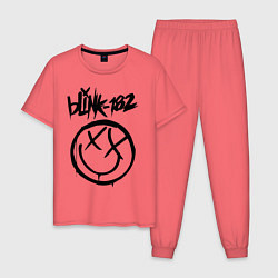 Пижама хлопковая мужская BLINK-182, цвет: коралловый