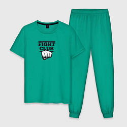 Пижама хлопковая мужская Бойцовский Клуб Кулак, цвет: зеленый