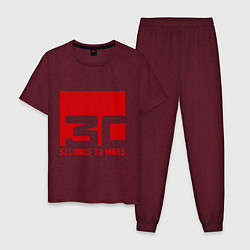 Пижама хлопковая мужская 30 seconds to mars, цвет: меланж-бордовый