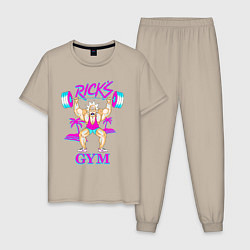 Пижама хлопковая мужская Ricks GYM, цвет: миндальный