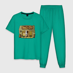 Пижама хлопковая мужская Thirsty Step, цвет: зеленый