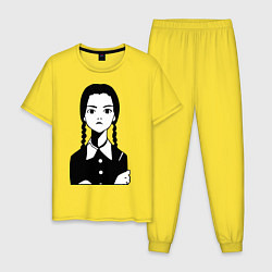 Пижама хлопковая мужская Wednesday Addams, цвет: желтый