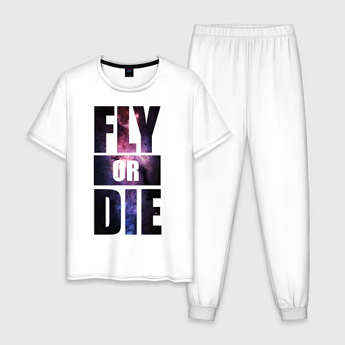Мужская пижама Fly or Die: Space / Белый – фото 1