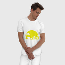 Пижама хлопковая мужская Слоники на закате, цвет: белый — фото 2