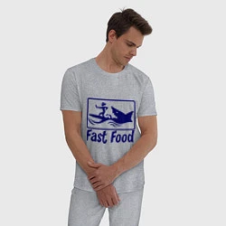 Пижама хлопковая мужская Shark fast food, цвет: меланж — фото 2