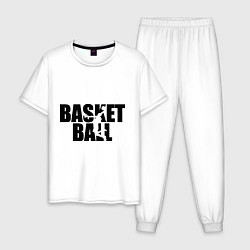 Пижама хлопковая мужская Basketball (Баскетбол), цвет: белый