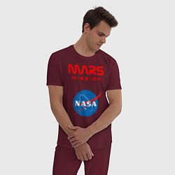 Пижама хлопковая мужская Nasa Mars mission, цвет: меланж-бордовый — фото 2