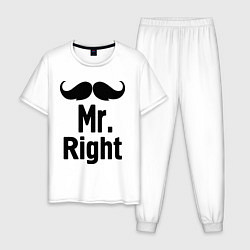 Пижама хлопковая мужская Мистер прав (парная), цвет: белый