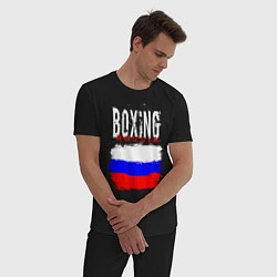 Пижама хлопковая мужская Бокс Россия, цвет: черный — фото 2