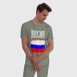 Пижама хлопковая мужская Бокс Россия, цвет: авокадо — фото 2
