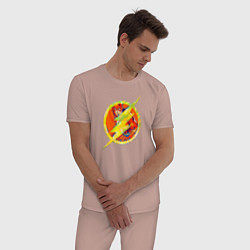 Пижама хлопковая мужская Flash, цвет: пыльно-розовый — фото 2
