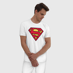 Пижама хлопковая мужская Superman logo, цвет: белый — фото 2