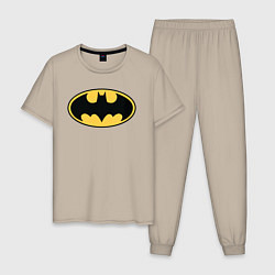 Пижама хлопковая мужская Batman, цвет: миндальный