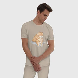 Пижама хлопковая мужская Толстый Кот, цвет: миндальный — фото 2