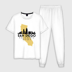 Пижама хлопковая мужская Сан-Диего Калифрния, цвет: белый