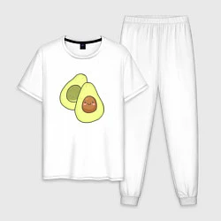 Пижама хлопковая мужская Авокадо, цвет: белый