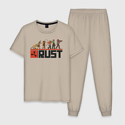 Пижама хлопковая мужская Evolution Rust, цвет: миндальный