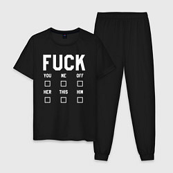 Пижама хлопковая мужская Fuck тест цвета черный — фото 1