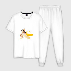 Пижама хлопковая мужская Николас Кейдж в банане, цвет: белый