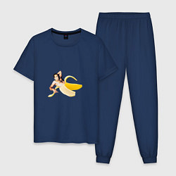 Пижама хлопковая мужская Николас Кейдж в банане, цвет: тёмно-синий