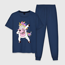 Пижама хлопковая мужская Dabbing Unicorn, цвет: тёмно-синий