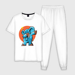 Пижама хлопковая мужская Dab Elephant, цвет: белый