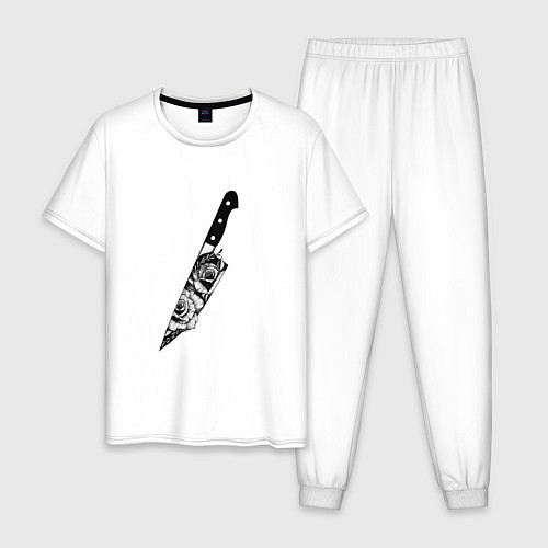 Мужская пижама Нож В Цветах / Белый – фото 1