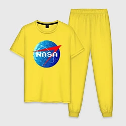 Пижама хлопковая мужская NASA Pixel, цвет: желтый