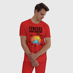 Пижама хлопковая мужская Fences Brain Anatomy, цвет: красный — фото 2