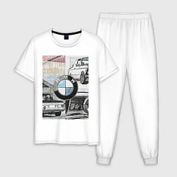 Пижама хлопковая мужская 2002 turbo collage, цвет: белый