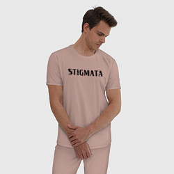Пижама хлопковая мужская Stigmata, цвет: пыльно-розовый — фото 2