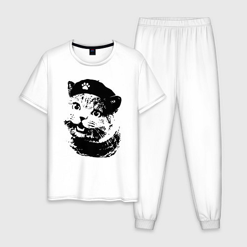 Мужская пижама Че - Котяра / Белый – фото 1