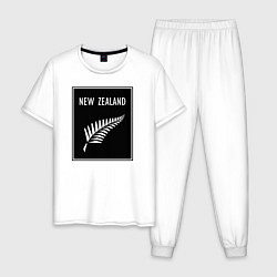 Пижама хлопковая мужская Регби Новая Зеландия, цвет: белый